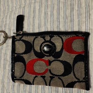 Coach Black and Red Signature Keychain Pouch, used good condition.
